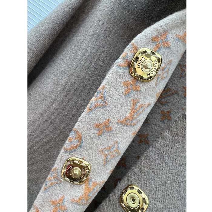 Louis Vuitton Women LV Removable Collar Double Face Coat Wool Silk Ficelle Foncée Brown Regular Fit