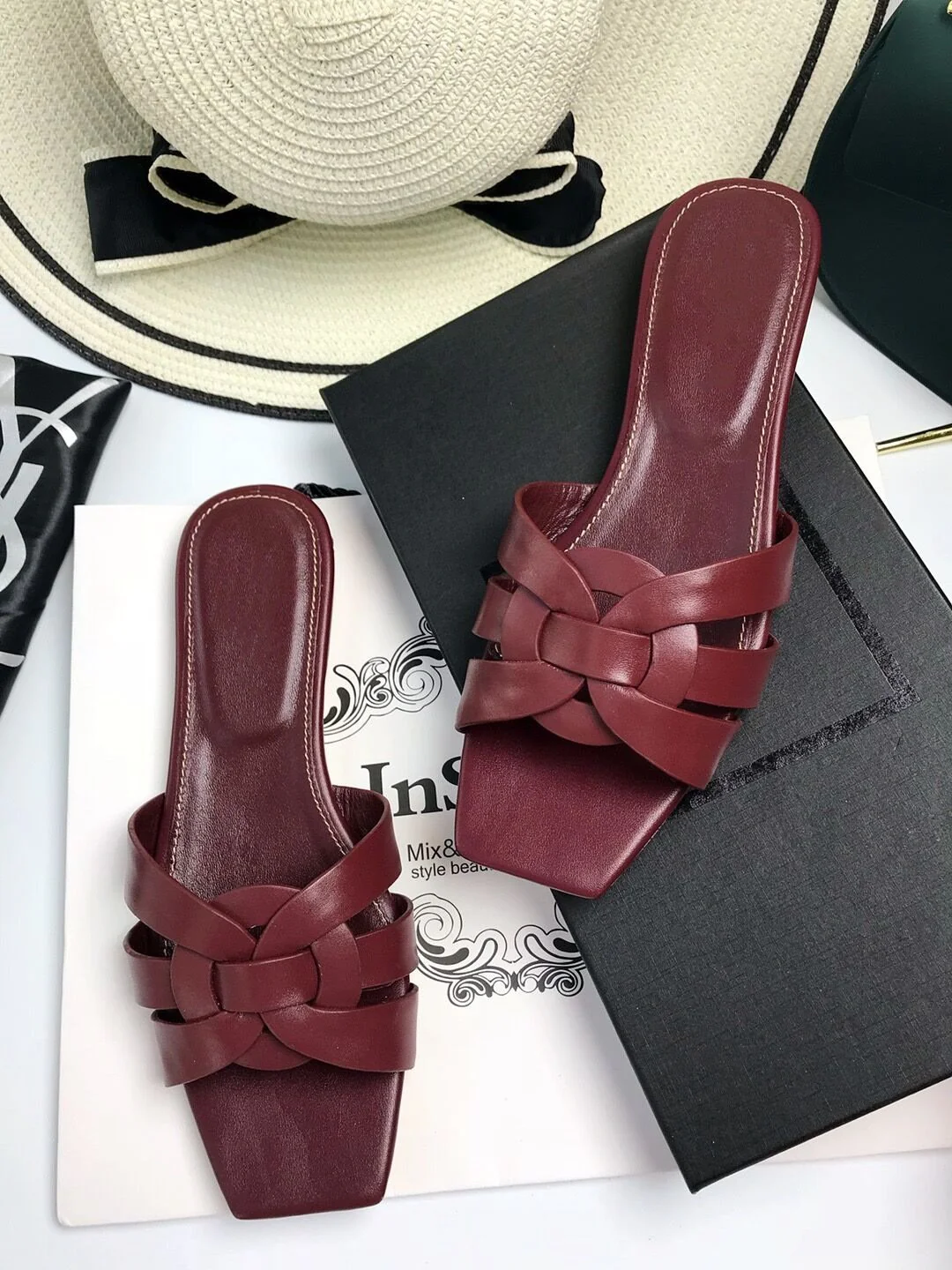 Y Leather Shoes Woven All-match Flat Heel Women's Shoes 1024041119