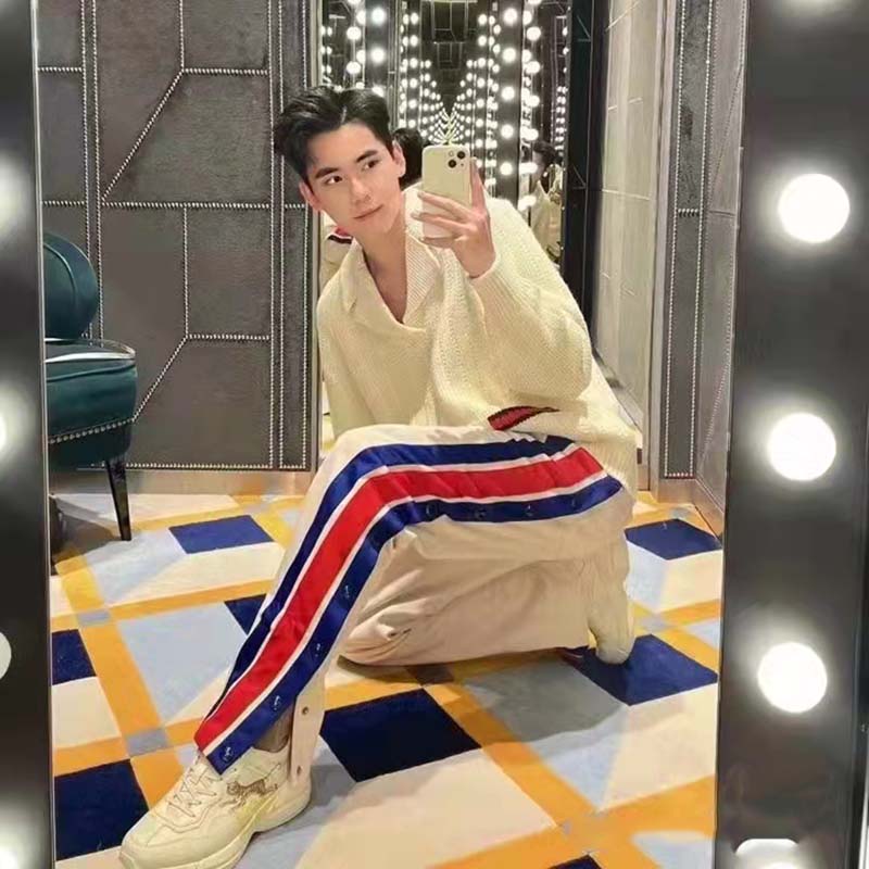 Gucci GG Men Gucci Tiger Knit Sweater Patch Wool Cotton Tiger Flower