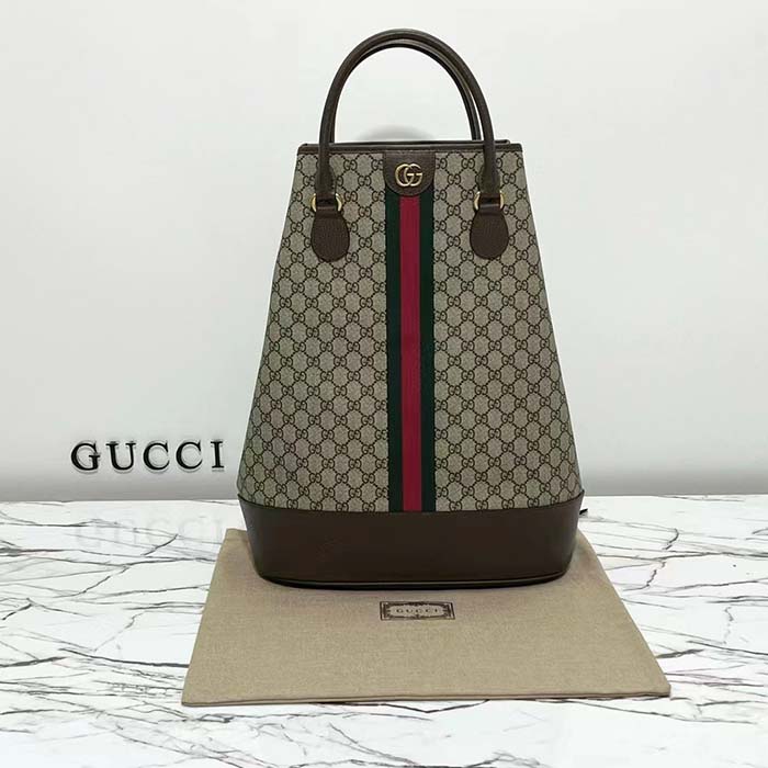 Gucci Unisex GG Savoy Duffle Bag Beige Ebony GG Supreme Canvas