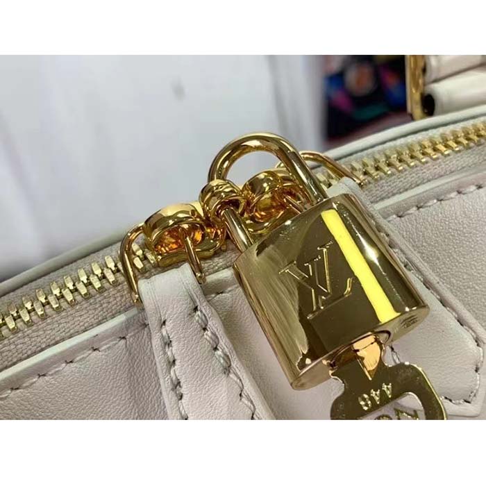 Louis Vuitton LV Women Lock It MM Crème Beige Taurillon Leather Calfskin Calf Leather