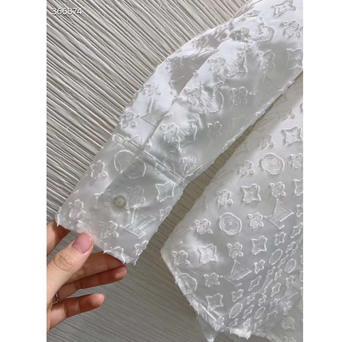 Louis Vuitton Women LV Long Sleeved Fitted Shirt Cotton Blanc Optique White Regular Fit
