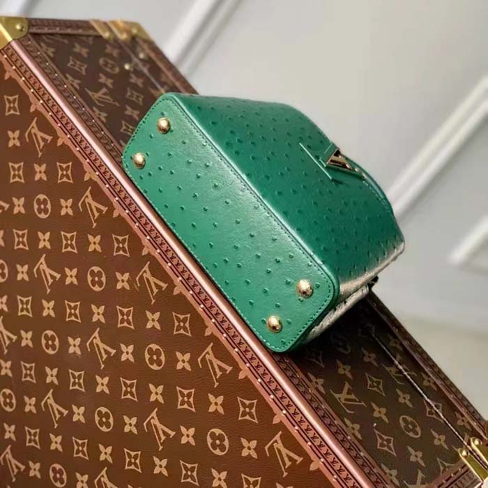 Louis Vuitton LV Women Capucines Mini Menthe Mint Ostrich Leather Monogram Flower
