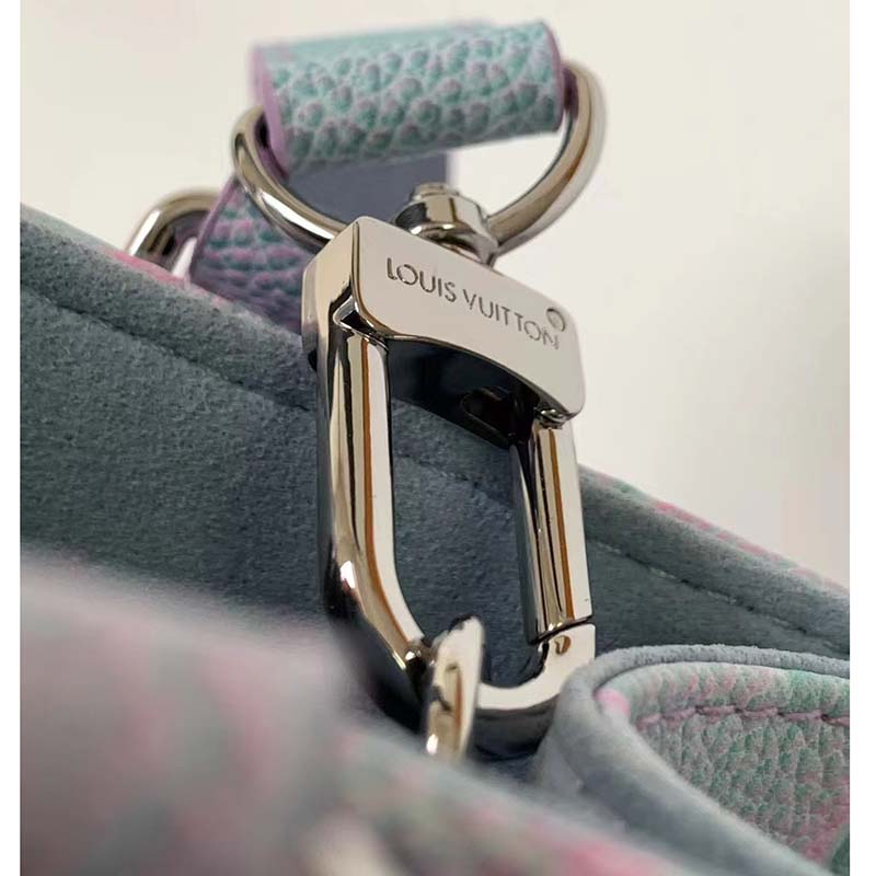 Louis Vuitton LV Women OnTheGo PM Tote Bag Purple Sprayed Embossed Grained Cowhide