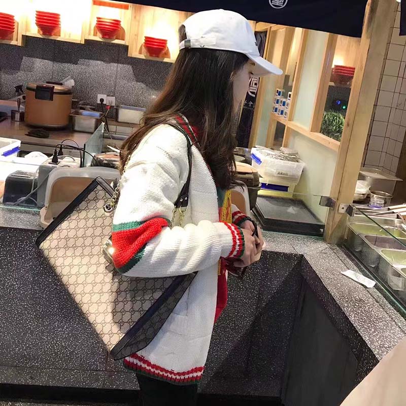 Gucci Women Padlock GG Small Shoulder Bag Brown Beige Ebony Supreme Canvas