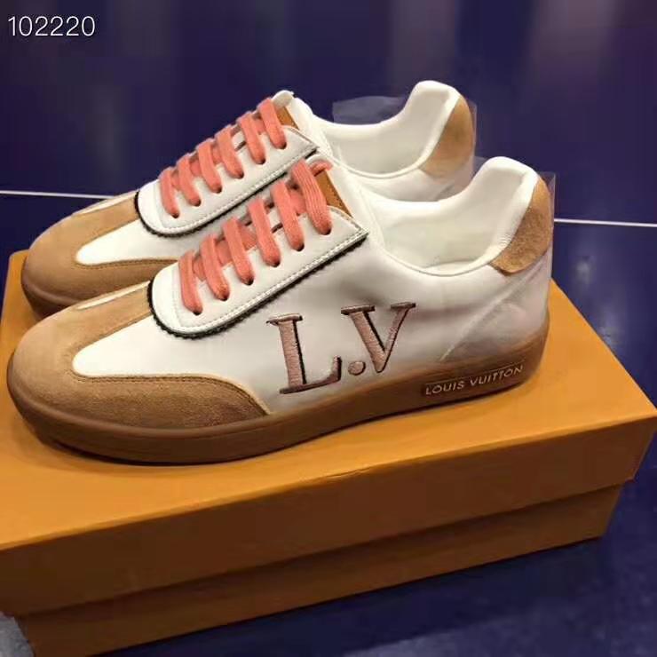 Louis Vuitton LV Women LV Frontrow Sneaker in Calf Leather and Suede Calf Leather-Pink