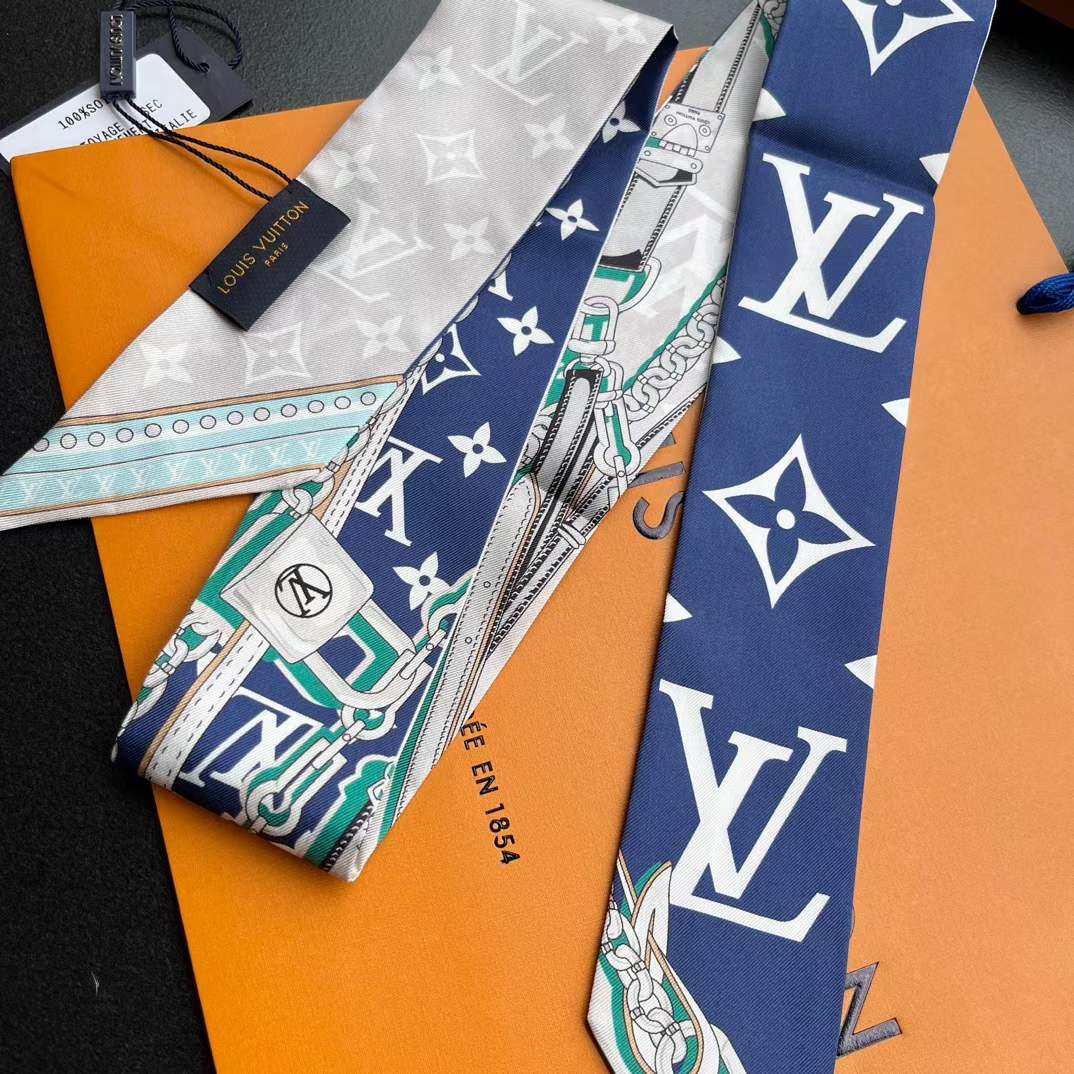 Louis Vuitton Women LV Ultimate Monogram Bandeau Navy Blue Silk Inkjet Print M77778