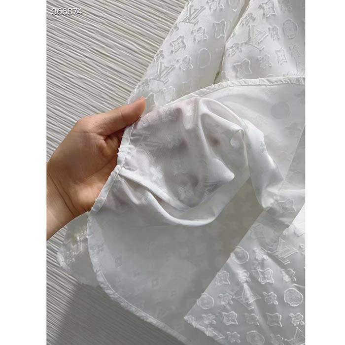 Louis Vuitton Women LV Long Sleeved Fitted Shirt Cotton Blanc Optique White Regular Fit