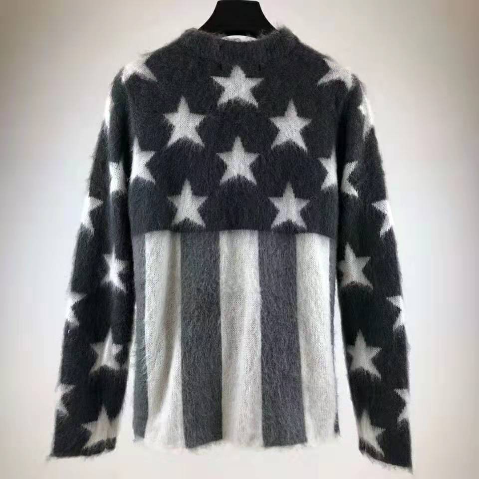 Louis Vuitton LV Women USA Flag Mohair Jacquard Crewneck Sweater-Grey