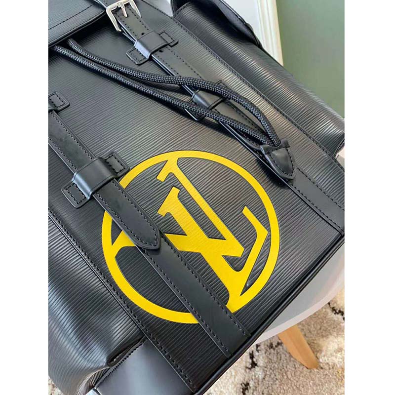 Louis Vuitton LV Unisex Christopher PM Backpack in Timeless Black Epi Leather-Black