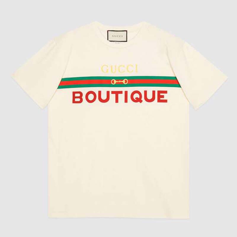 Gucci GG Women’s Gucci Boutique Print T-Shirt-White