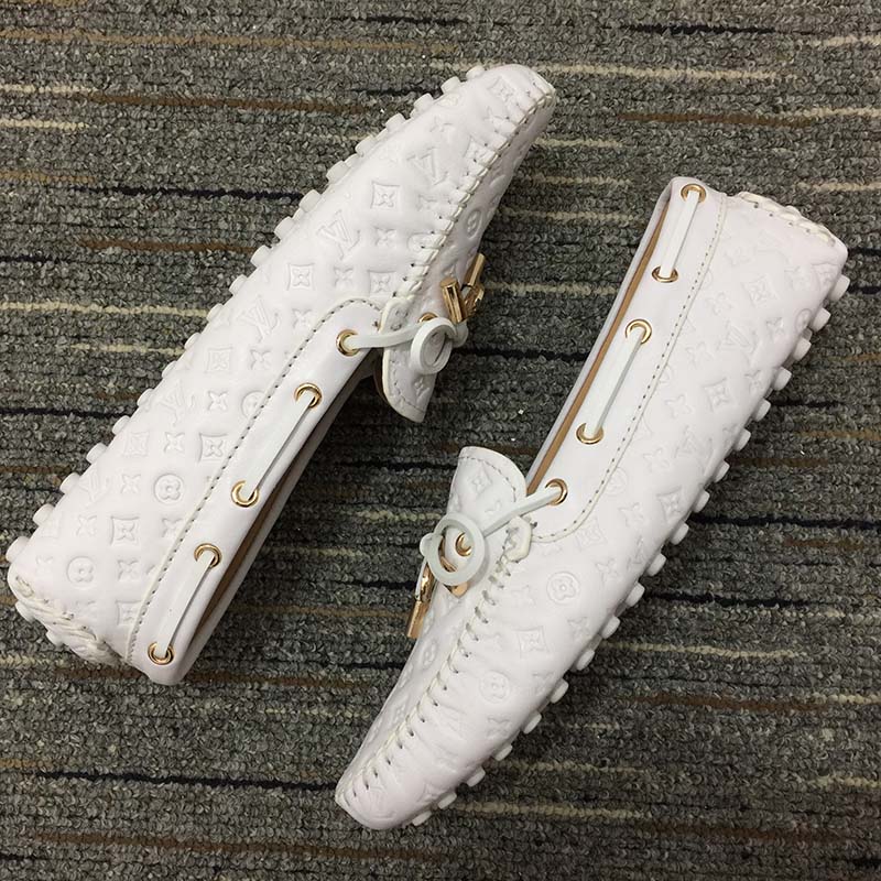 Louis Vuitton Unisex LV Arizona Moccasin White Monogram Canvas Tubular Construction