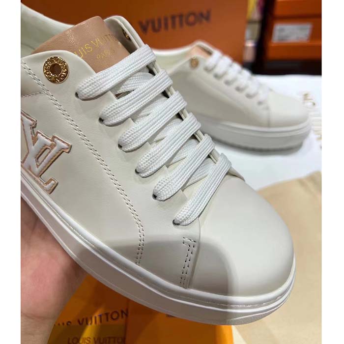 Louis Vuitton Unisex LV Time Out Sneaker Calf Leather Rubber Initials Monogram Flowers