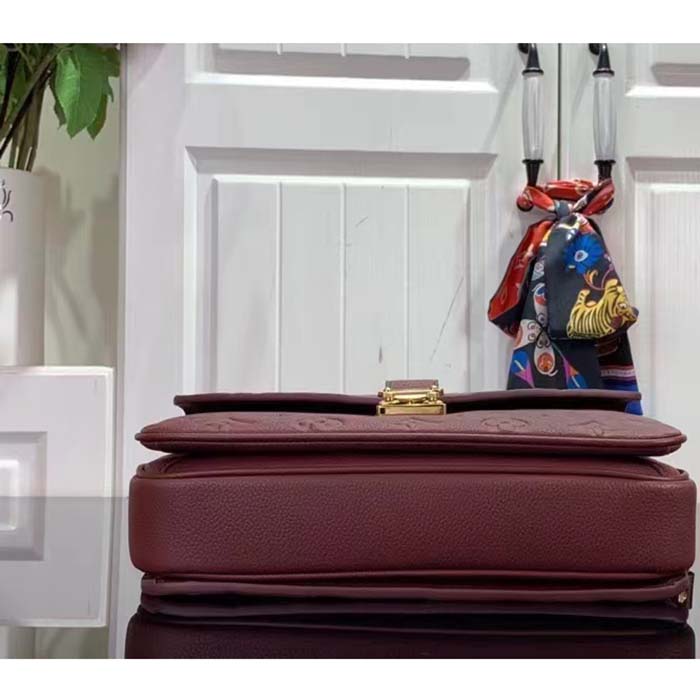 Louis Vuitton LV Women Pochette Métis Wine Red Monogram Empreinte Embossed Grained Cowhide Leather