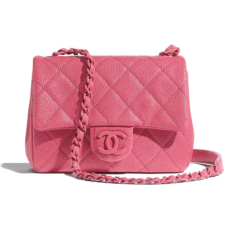 Chanel Women Flap Bag Grained Calfskin & Lacquered Metal