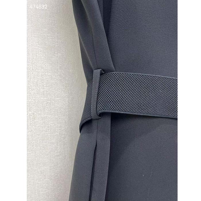 Louis Vuitton LV Women XXL Detail Cap Sleeve Dress Wool Black Regular Fit 1ABQR8