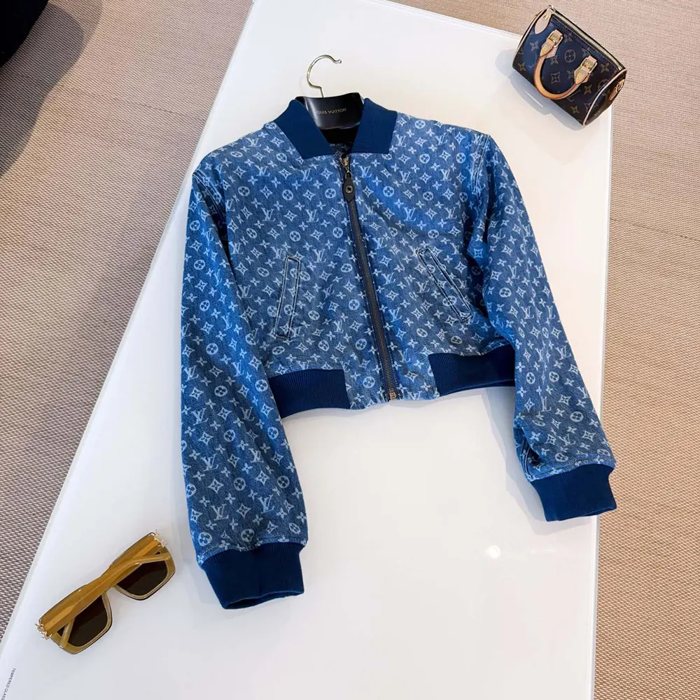 Louis Vuitton Women Cropped Monogram Denim Bomber Jacket 1AI176