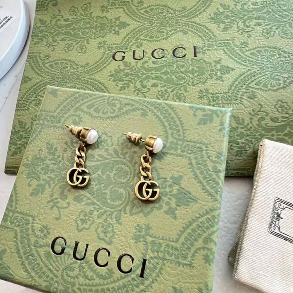 Gucci Women Pearl Double G Earrings