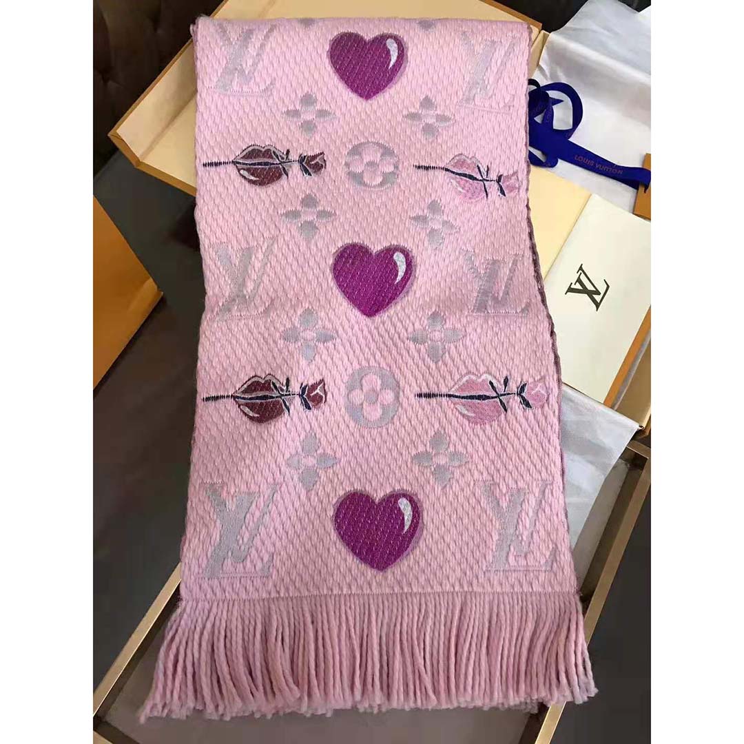 Louis Vuitton LV Women Logomania A La Folie Scarf with Silk Wool-Pink
