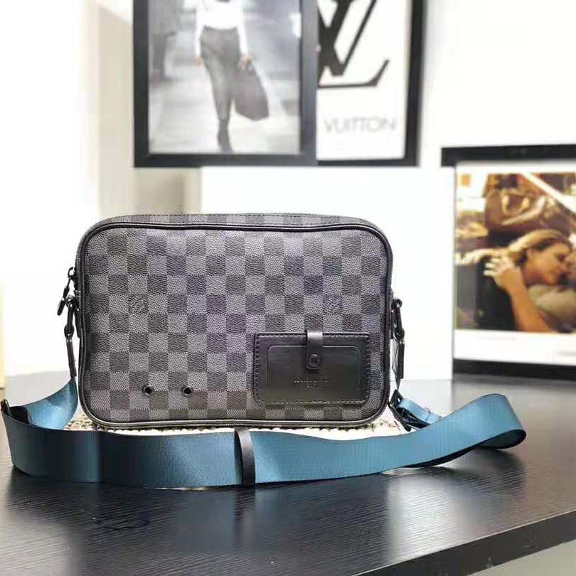 Louis Vuitton LV Men Alpha Messenger in Classic LV Damier Graphite Canvas-Grey