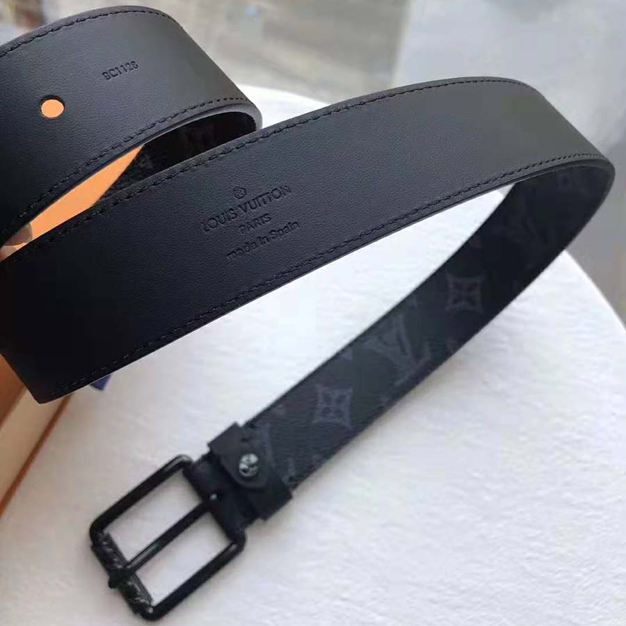 Louis Vuitton LV Unisex Voyager 35mm Belt in Monogram Eclipse Canvas