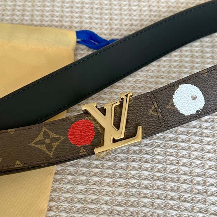 Louis Vuitton Unisex LV x YK LV Initiales 30mm Reversible Painted Dots Belt Monogram Canvas