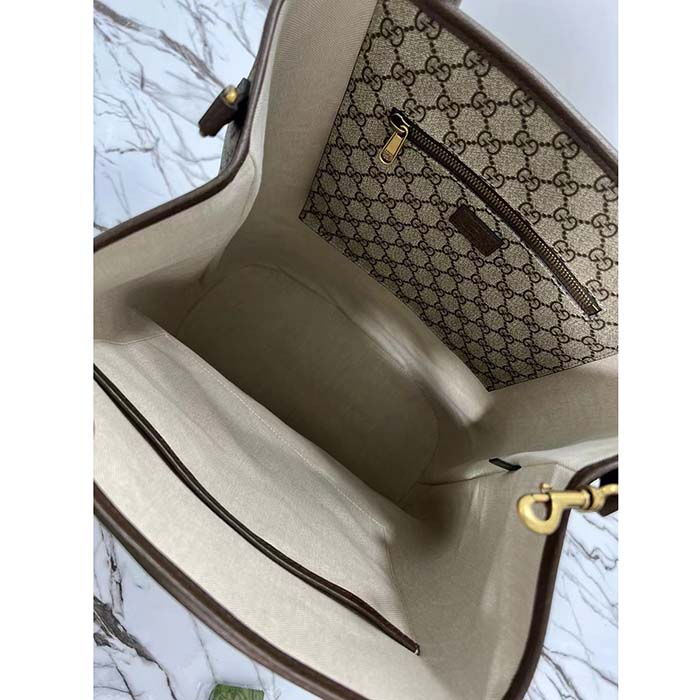 Gucci Unisex GG Savoy Duffle Bag Beige Ebony GG Supreme Canvas