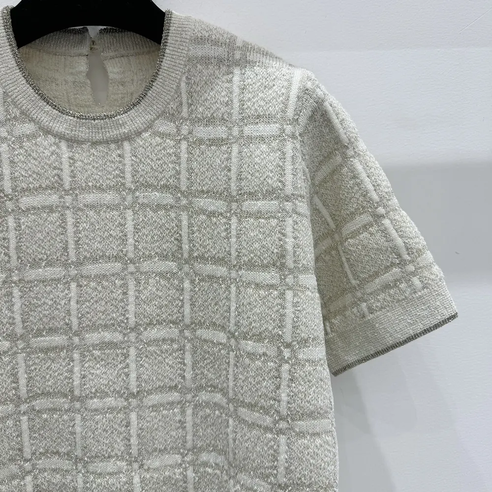 Gucci Women Wool and Lame Check Jacquard Top 811552XKEDI9237