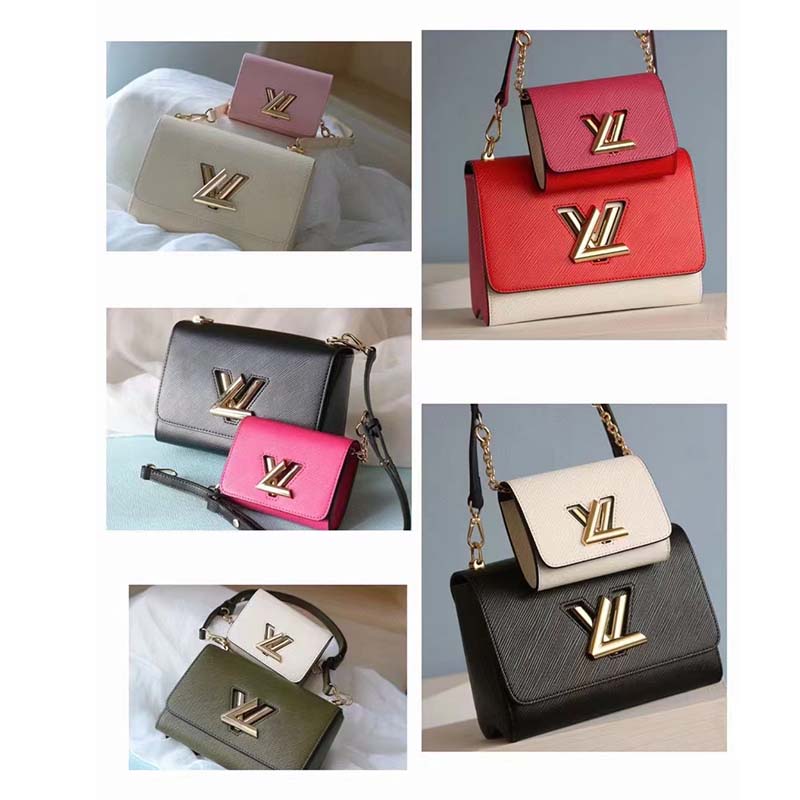 Louis Vuitton LV Women Twist MM Handbag Green White Epi Grained Cowhide Leather