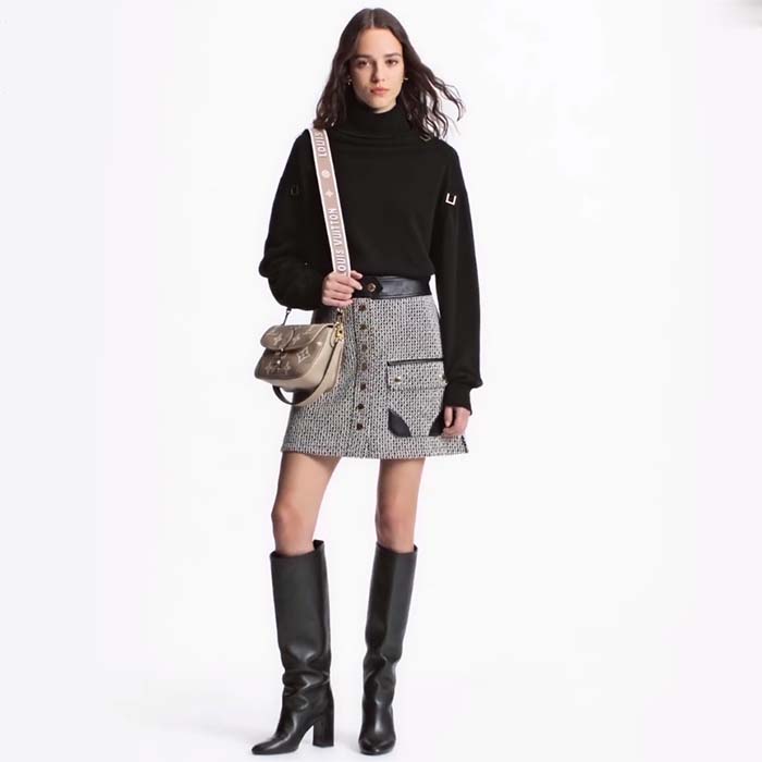 Louis Vuitton LV Women Diane Tourterelle Beige Cream Monogram Empreinte Embossed Cowhide Leather