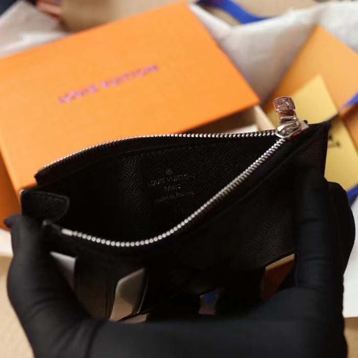 Louis Vuitton LV Unisex Coin Card Holder Damier Graphite Coated Canvas Cowhide Leather