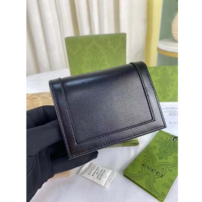 Gucci Unisex GG Diana Medium Wallet Double G Black Leather Bamboo Closure
