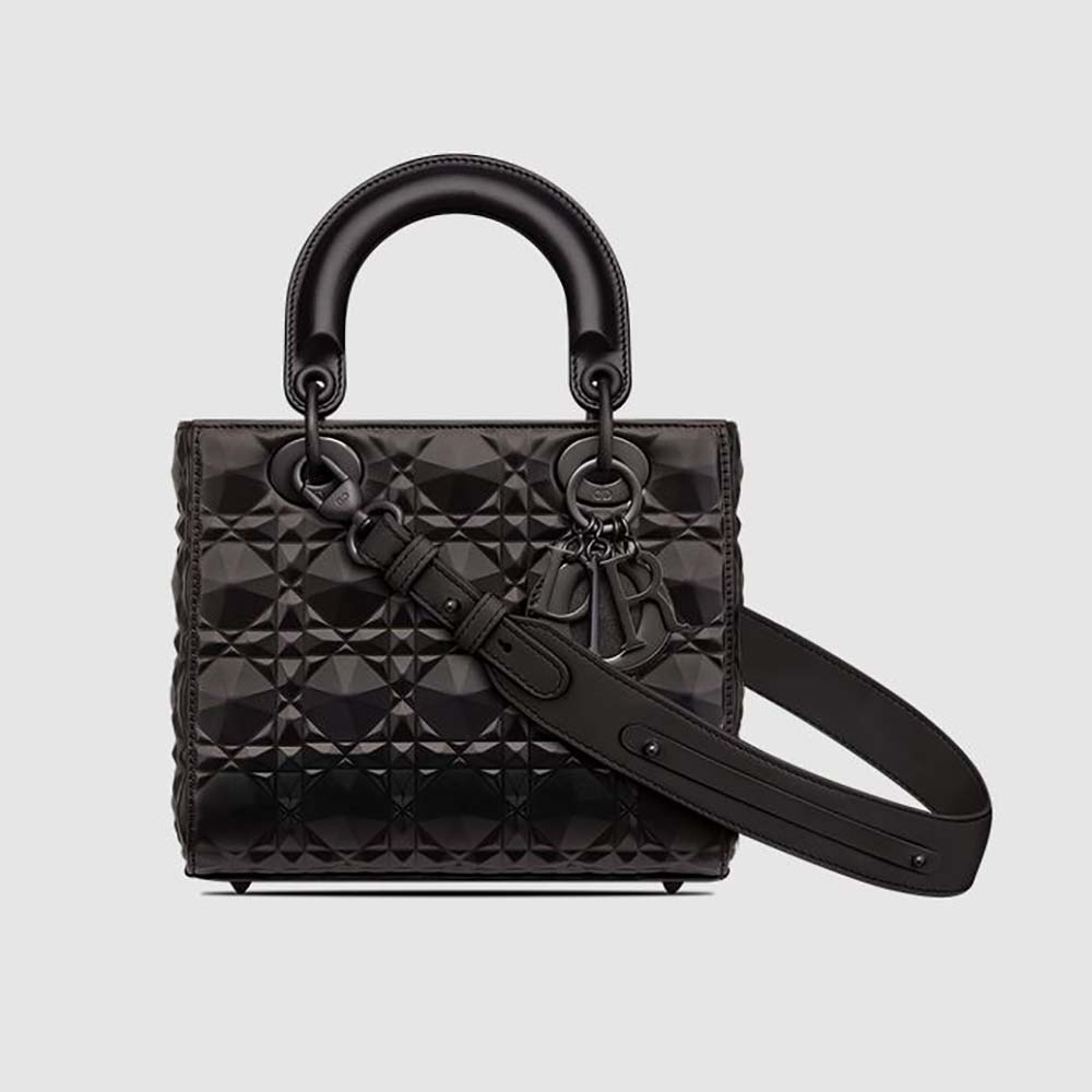 Dior Women Small Lady Dior My Abcdior Bag Black Cannage Calfskin with Diamond Motif