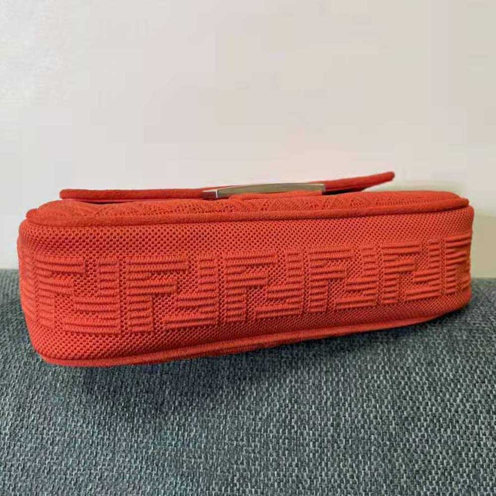 Fendi Women Midi Baguette Chain FF Fabric Bag-Red