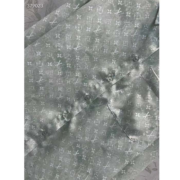 Louis Vuitton Men LV Monogram Cloud Shirt Silk Green Blue Regular Fit