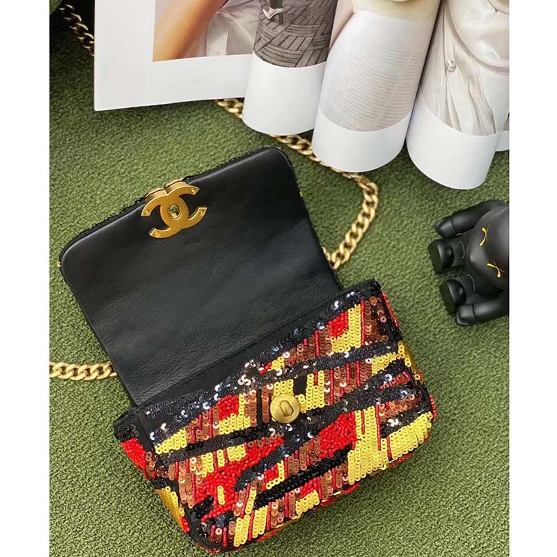 Chanel Women CC Only 1 Bag Set Of 4 Minis Bags Lambskin Sequins Glass Pearls