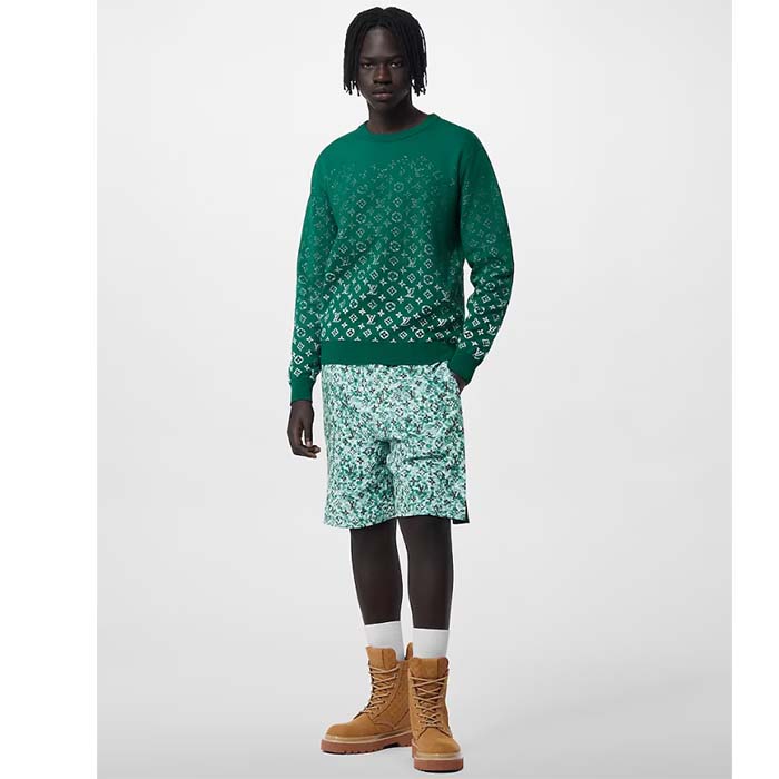 Louis Vuitton Men Monogram Gradient Cotton Crewneck Regular Fit Allover Monogram Gradient Motif