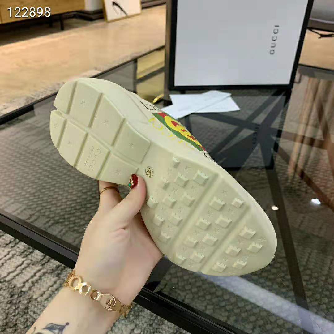 Gucci Men Rhyton Gucci Logo Leather Sneaker-Beige