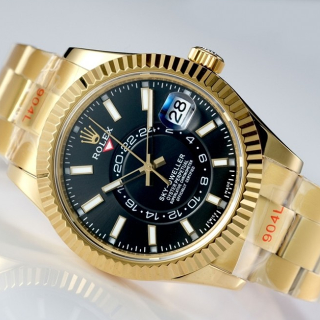 Rolex Sky-Dweller Gold Black Index Dial 42mm