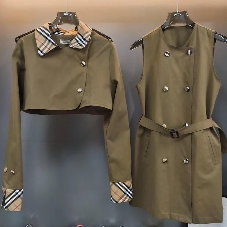 New Plaid Brown Two-Piece Set 1025102412