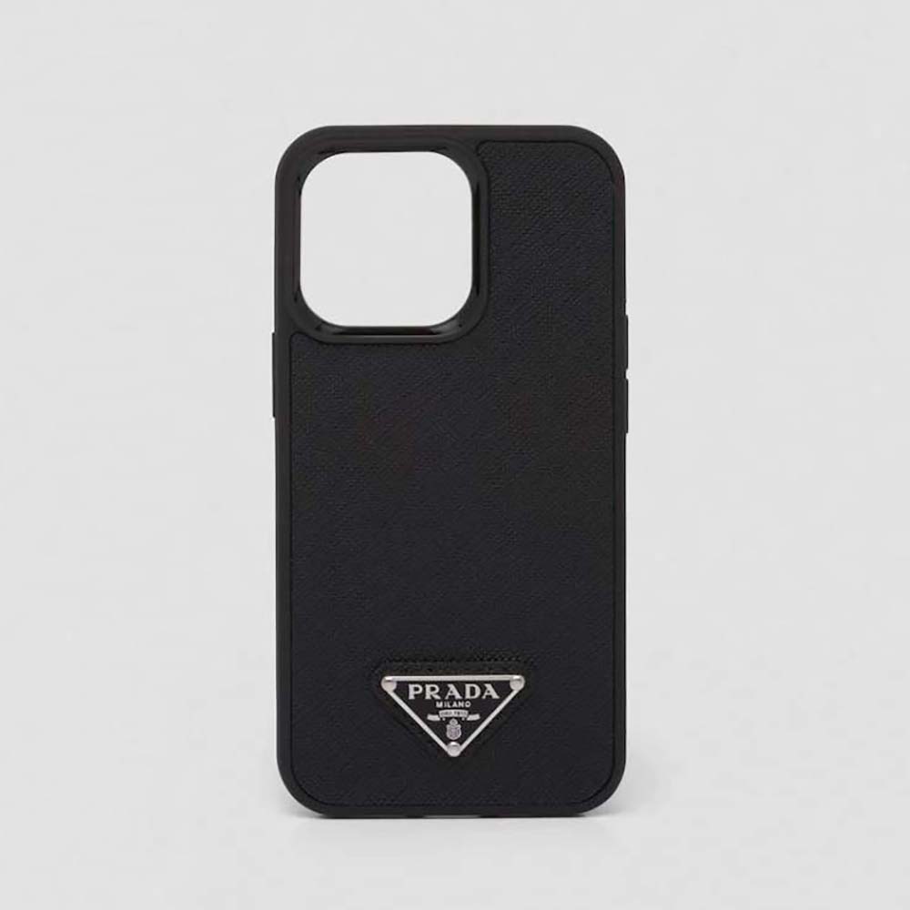 Prada Women Saffiano Leather iPhone Cover-Black