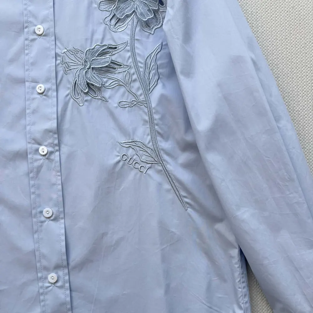 Gucci Women Cotton Poplin Shirt with Embroidery 835799Z7ADR