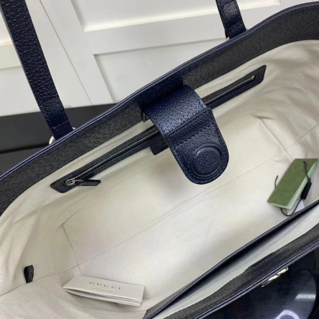 Gucci GG Unisex Ophidia Medium GG Tote Bag Beige Blue Supreme Canvas