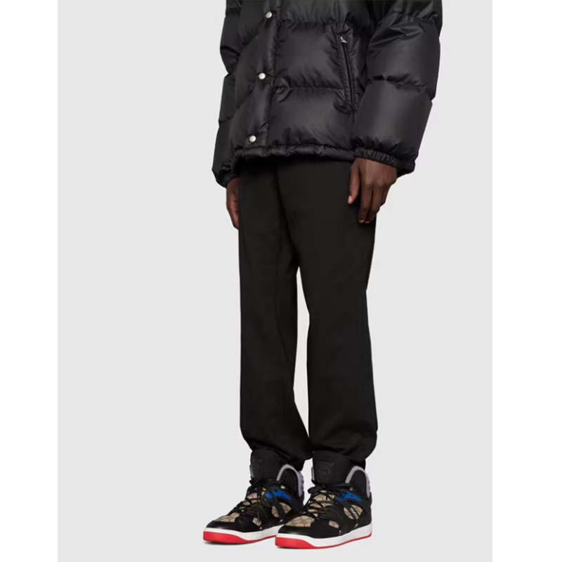 Gucci Unisex GG Basket Sneaker Interlocking G Black Beige Ebony GG Supreme Canvas