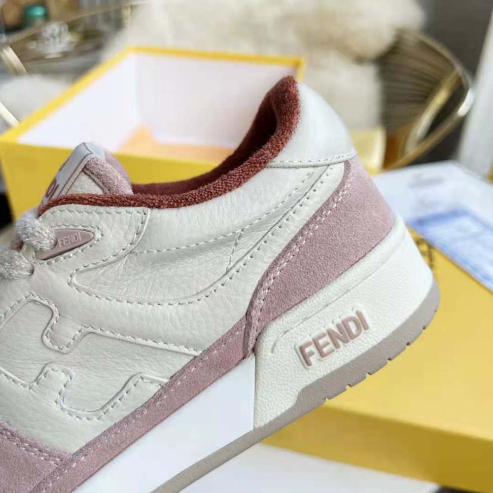 Fendi Unisex Match Low-Tops in Pink Suede