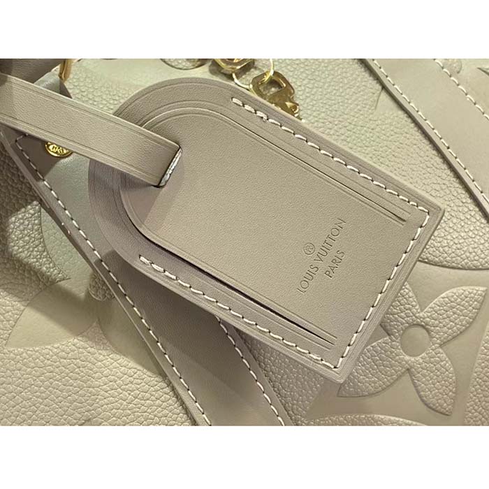 Louis Vuitton LV Unisex Keepall Bandoulière 45 Bag Tourterelle Monogram Empreinte Giant Cowhide Leather