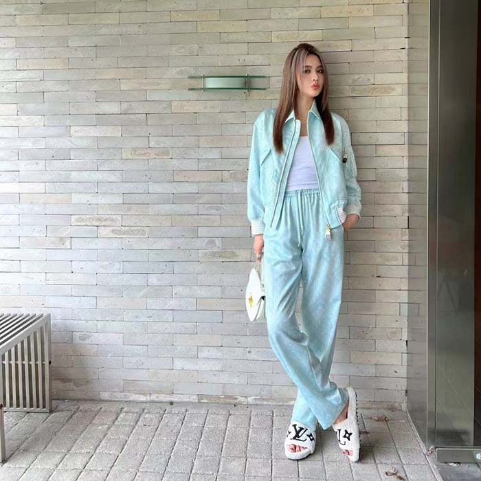 Louis Vuitton Women LV Monogram Cloud Bomber Jacket Silk Sky Blue 1AC0M5