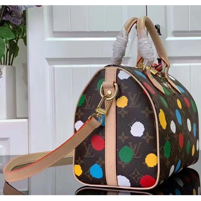 Louis Vuitton LV Women LV x YK Speedy Bandoulière 25 Monogram Coated Canvas 3D Painted Dots Print