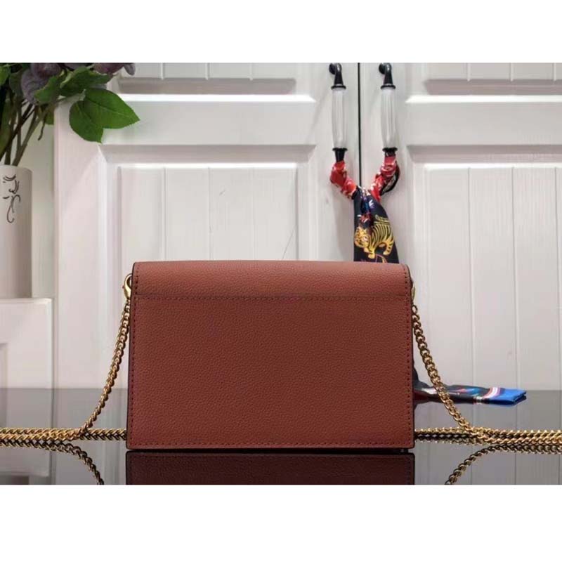 Louis Vuitton LV Women Mylockme Chain Pochette Châtaigne Brown Calf Leather