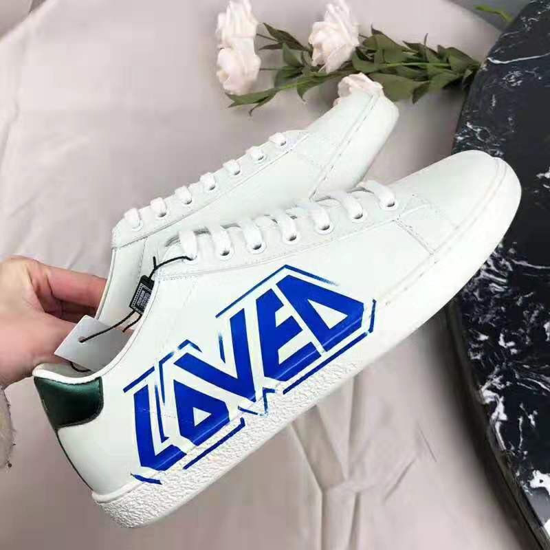Gucci Men Ace Sneaker with Loved Print-White